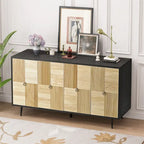 Armoire de rangement à 4 portes avec panneaux sculptés