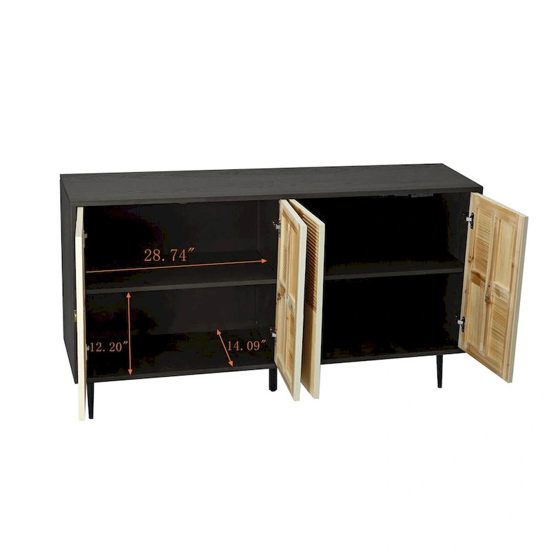 Armoire de rangement à 4 portes avec panneaux sculptés