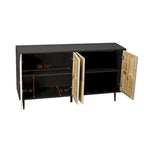 Armoire de rangement à 4 portes avec panneaux sculptés