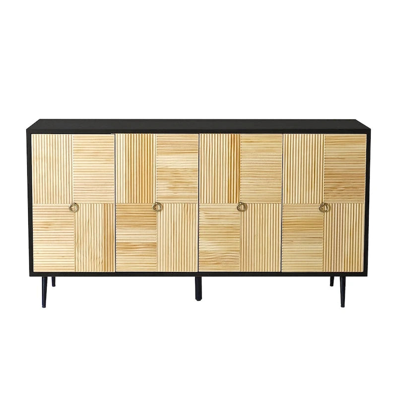 Armoire de rangement à 4 portes avec panneaux sculptés