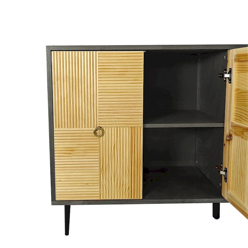 Armoire de rangement à 4 portes avec panneaux sculptés