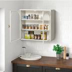 Armoire de rangement murale à deux portes avec portes vitrées