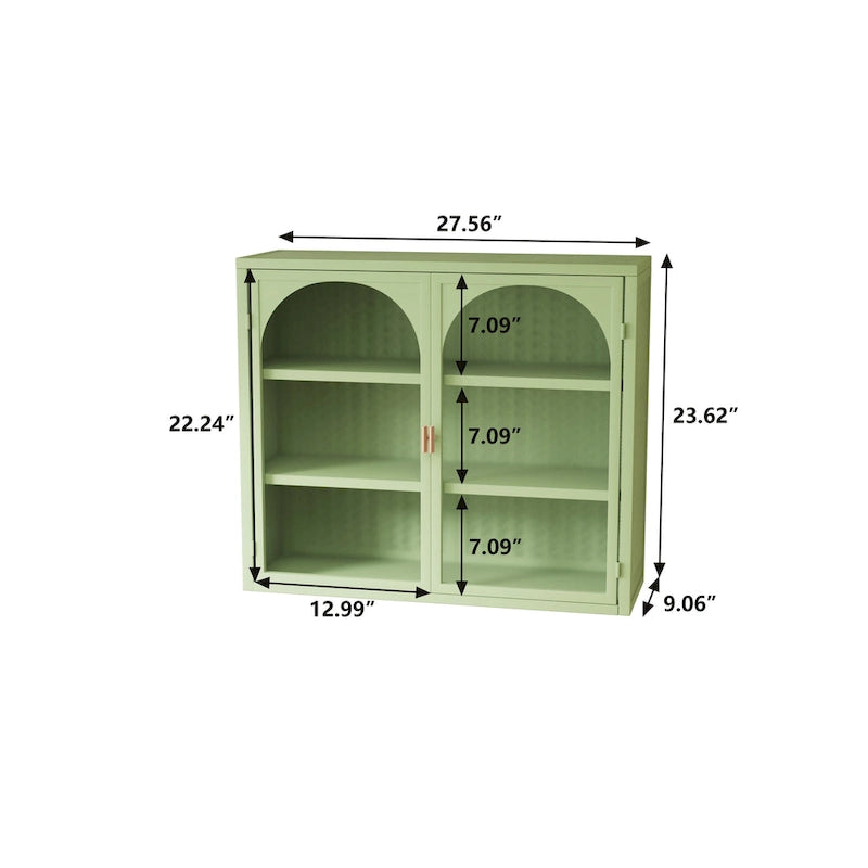 Armoire de rangement murale à deux portes avec portes vitrées