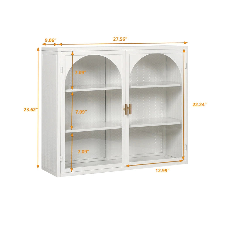 Armoire de rangement murale à deux portes avec portes vitrées