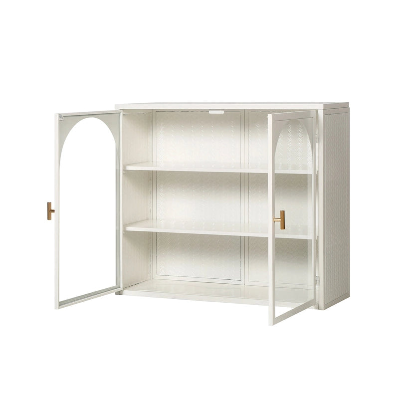 Armoire de rangement murale à deux portes avec portes vitrées