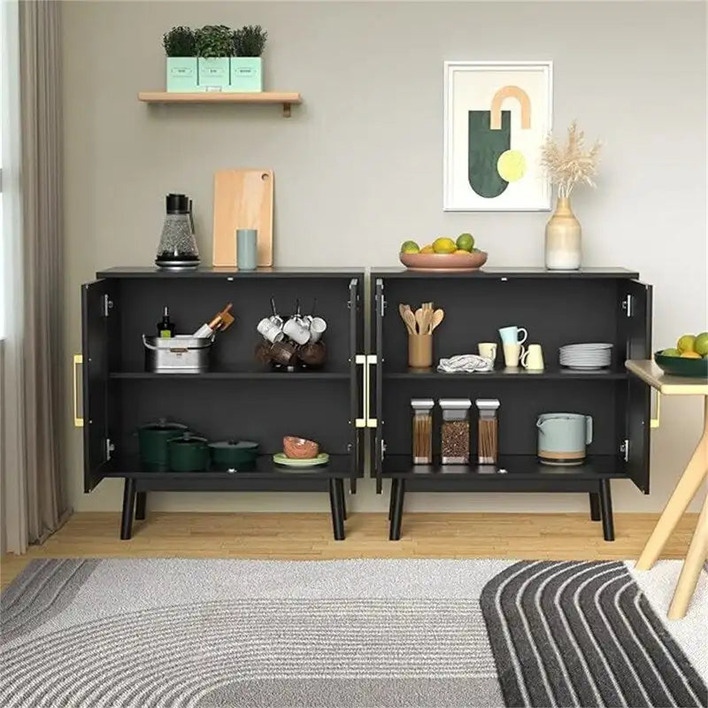 Meuble de rangement en rotin avec étagères réglables