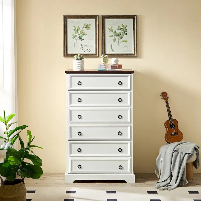 Commode à 6 tiroirs avec coulisses larges