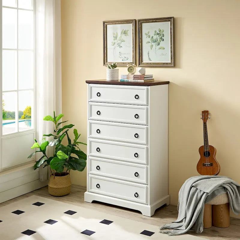 Commode à 6 tiroirs avec coulisses larges