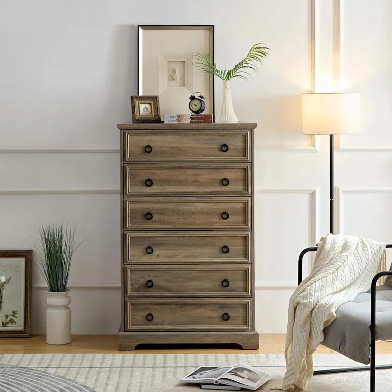 Commode à 6 tiroirs avec coulisses larges
