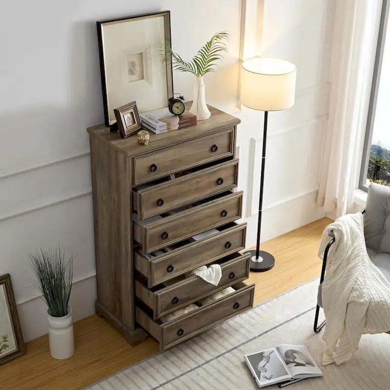 Commode à 6 tiroirs avec coulisses larges