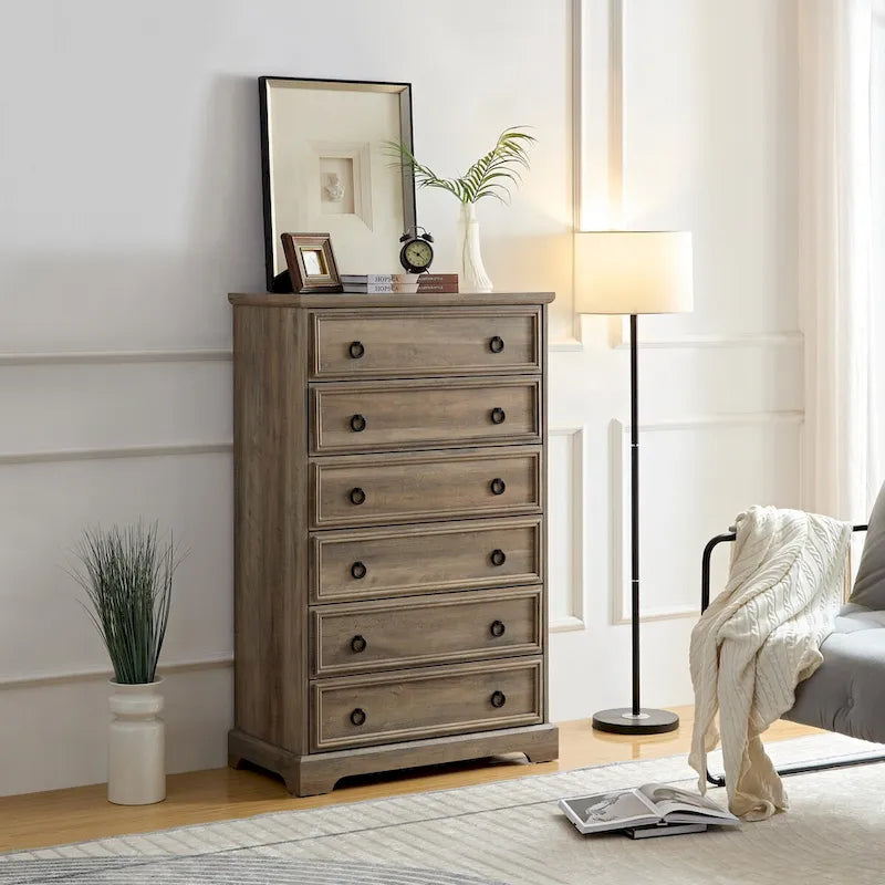 Commode à 6 tiroirs avec coulisses larges