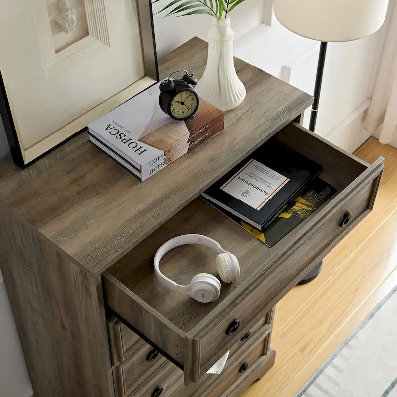 Commode à 6 tiroirs avec coulisses larges