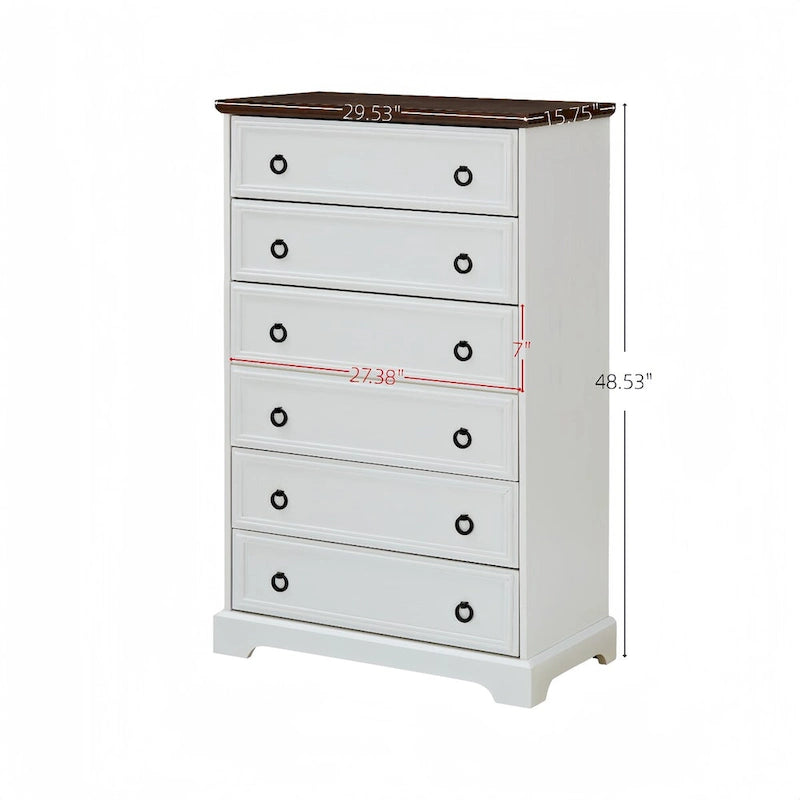 Commode à 6 tiroirs avec coulisses larges