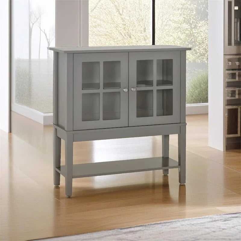 Meuble buffet avec étagères réglables et portes en verre trempé