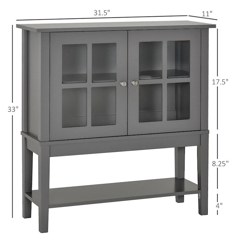 Meuble buffet avec étagères réglables et portes en verre trempé