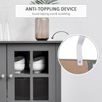 Meuble buffet avec étagères réglables et portes en verre trempé
