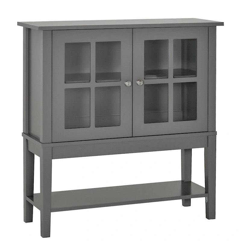 Meuble buffet avec étagères réglables et portes en verre trempé