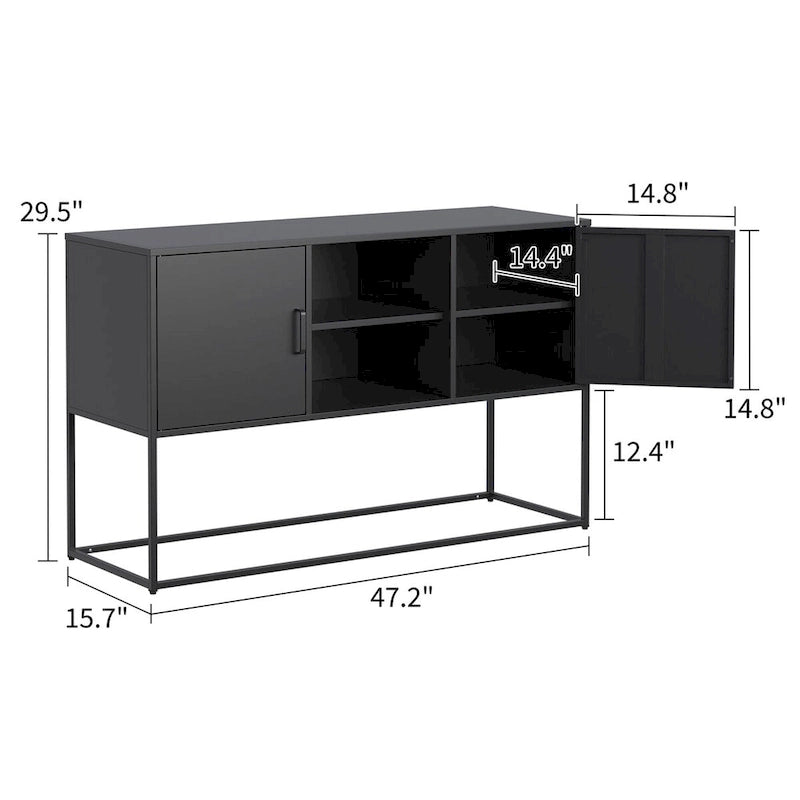 Bahut de rangement en acier avec 6 compartiments, pieds réglables et dispositif anti-basculement
