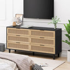 Armoire de rangement en rotin à 6 tiroirs