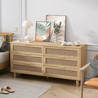 Armoire de rangement en rotin à 6 tiroirs