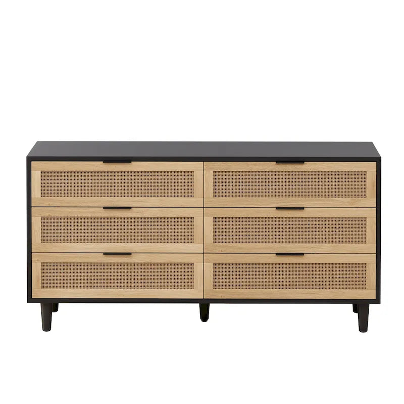 Armoire de rangement en rotin à 6 tiroirs