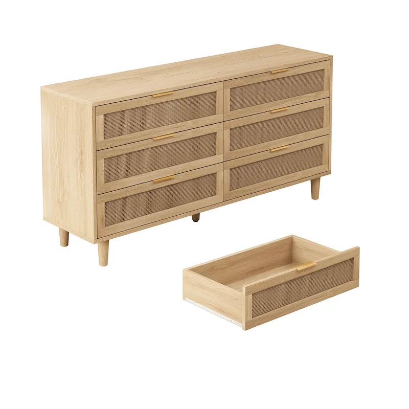 Armoire de rangement en rotin à 6 tiroirs