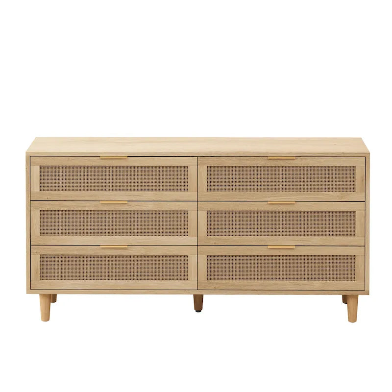 Armoire de rangement en rotin à 6 tiroirs