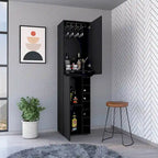Meuble de rangement haut avec casiers à vin et support à tasses – Noir