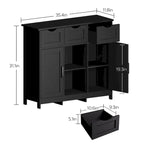 Armoire de rangement avec 3 tiroirs, 2 portes et étagères réglables