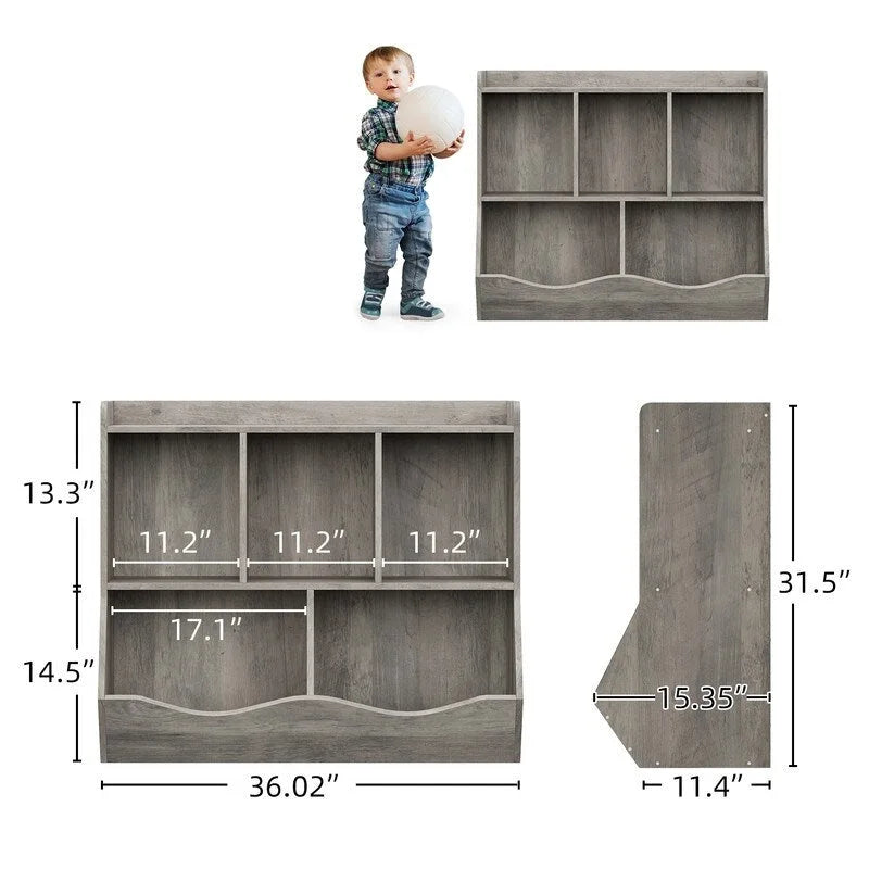 Meuble de rangement pour enfants à 5 compartiments avec étagères ouvertes