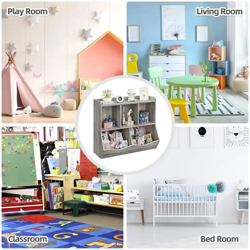 Meuble de rangement pour enfants à 5 compartiments avec étagères ouvertes
