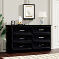 Commode à 6 tiroirs avec poignées métalliques - Meuble de rangement pour chambre et salon