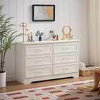 Commode à 6 tiroirs avec poignées métalliques - Meuble de rangement pour chambre et salon
