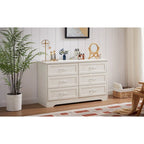 Commode à 6 tiroirs avec poignées métalliques - Meuble de rangement pour chambre et salon
