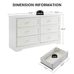 Commode à 6 tiroirs avec poignées métalliques - Meuble de rangement pour chambre et salon