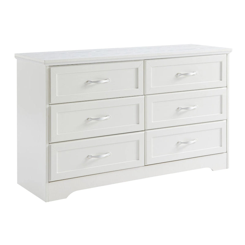 Commode à 6 tiroirs avec poignées métalliques - Meuble de rangement pour chambre et salon