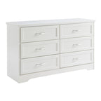 Commode à 6 tiroirs avec poignées métalliques - Meuble de rangement pour chambre et salon