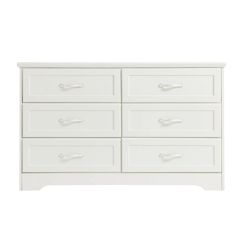 Commode à 6 tiroirs avec poignées métalliques - Meuble de rangement pour chambre et salon