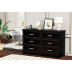 Commode à 6 tiroirs avec poignées métalliques - Meuble de rangement pour chambre et salon