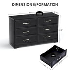 Commode à 6 tiroirs avec poignées métalliques - Meuble de rangement pour chambre et salon