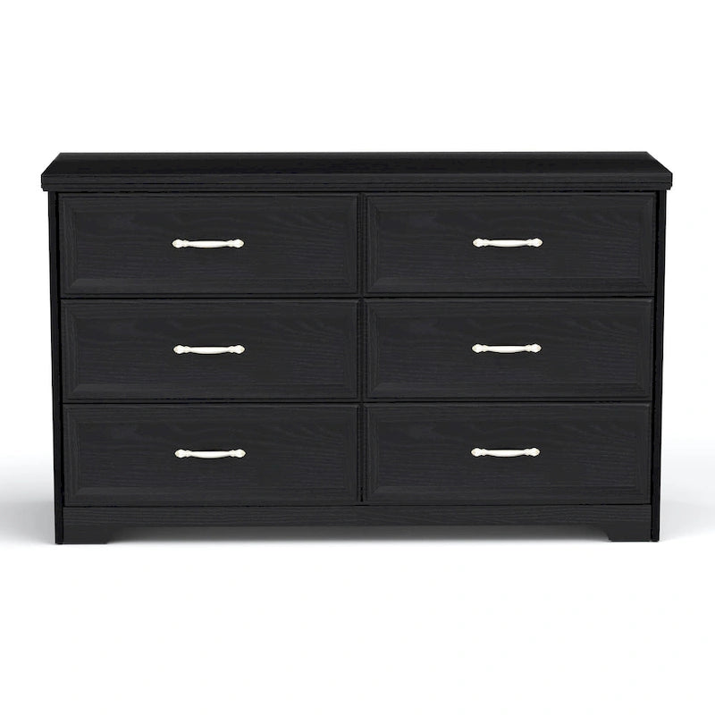 Commode à 6 tiroirs avec poignées métalliques - Meuble de rangement pour chambre et salon