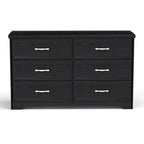 Commode à 6 tiroirs avec poignées métalliques - Meuble de rangement pour chambre et salon