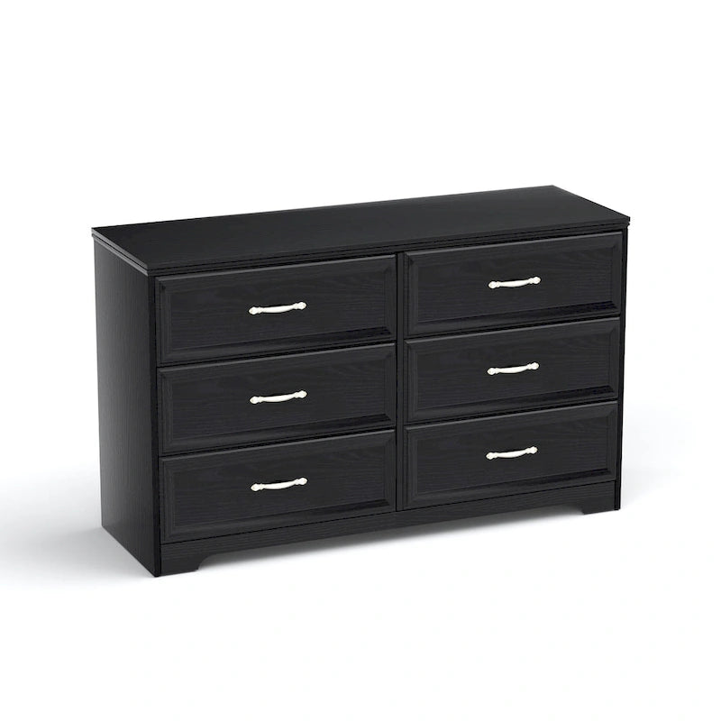 Commode à 6 tiroirs avec poignées métalliques - Meuble de rangement pour chambre et salon