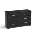 Commode à 6 tiroirs avec poignées métalliques - Meuble de rangement pour chambre et salon