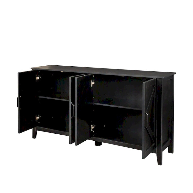Meuble de rangement 4 portes avec étagères ouvertes