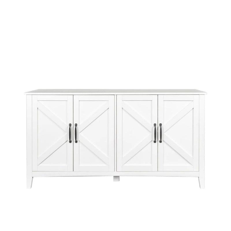 Meuble de rangement 4 portes avec étagères ouvertes