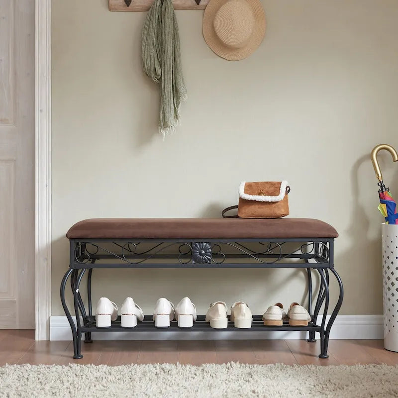 Banc d'entrée avec étagère de rangement ouverte