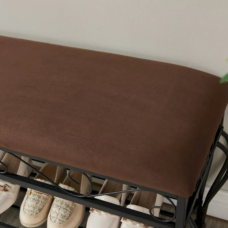 Banc d'entrée avec étagère de rangement ouverte
