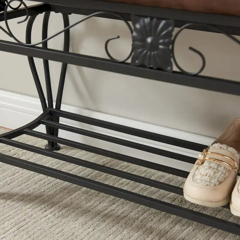 Banc d'entrée avec étagère de rangement ouverte