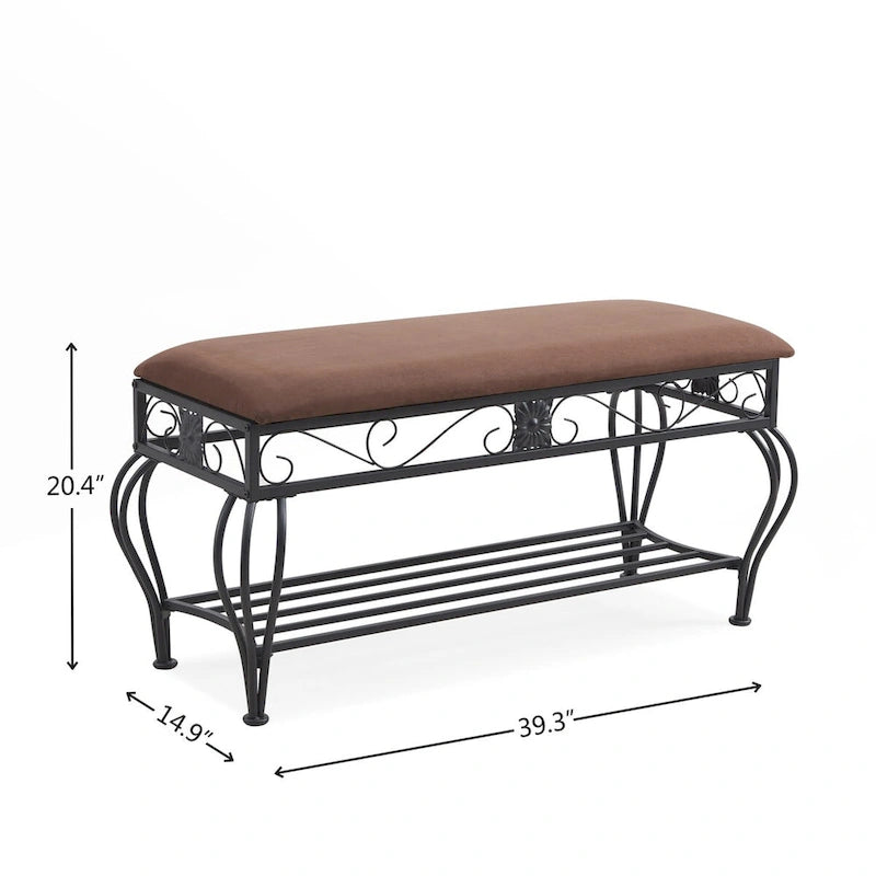 Banc d'entrée avec étagère de rangement ouverte